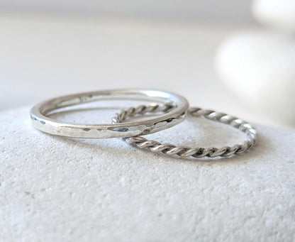 Slim 2mm Sterling Silver Stacking Ring set