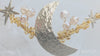 Celestial Star & Moon crystal gold wedding hair vine