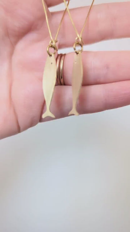 Dainty sardine dangle drop earrings