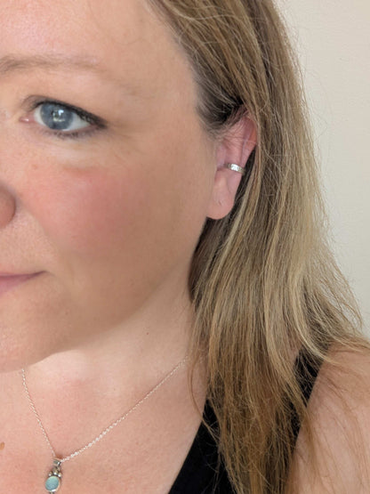 3mm Organic textured sterling silver chunky conch ear cuff