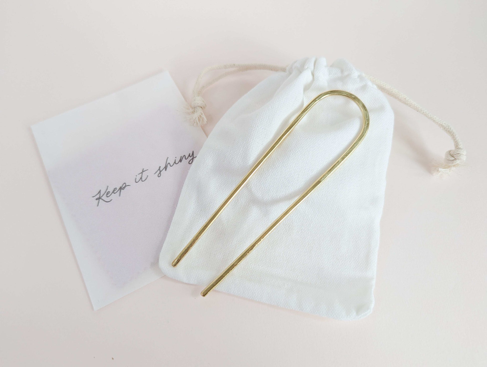 Handmade wide gold brass Hair fork: Minimalist Bun Holder