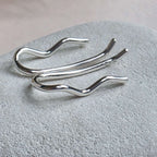 Mini Wave Sterling Silver Minimalist Ear Climbers: Wavey Handmade Crawler Earrings
