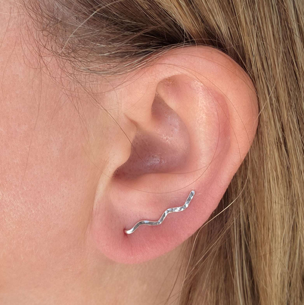 Wiggle Wave Sterling Silver + 14k Gold filled Ear Crawlers 