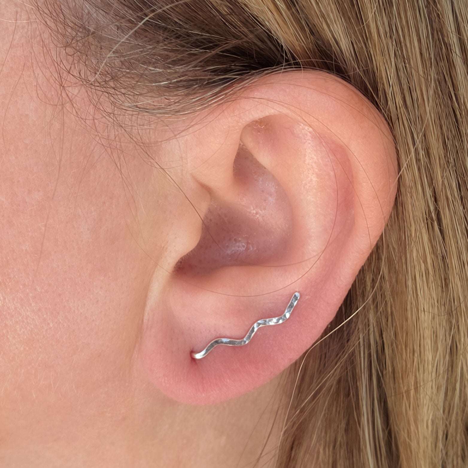 Wiggle Wave Sterling Silver + 14k Gold filled Ear Crawlers 