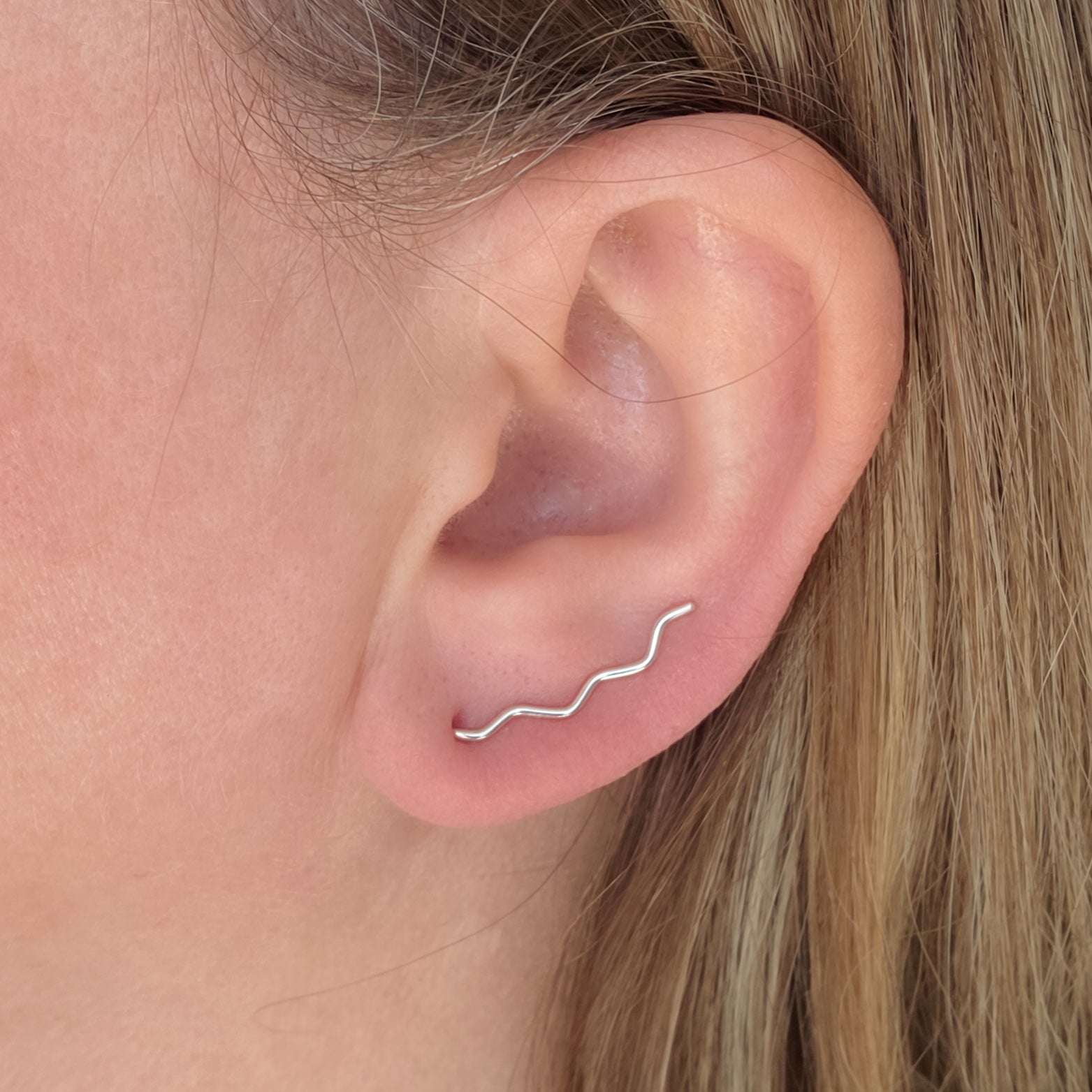 Wiggle Wave Sterling Silver + 14k Gold filled Ear Crawlers 