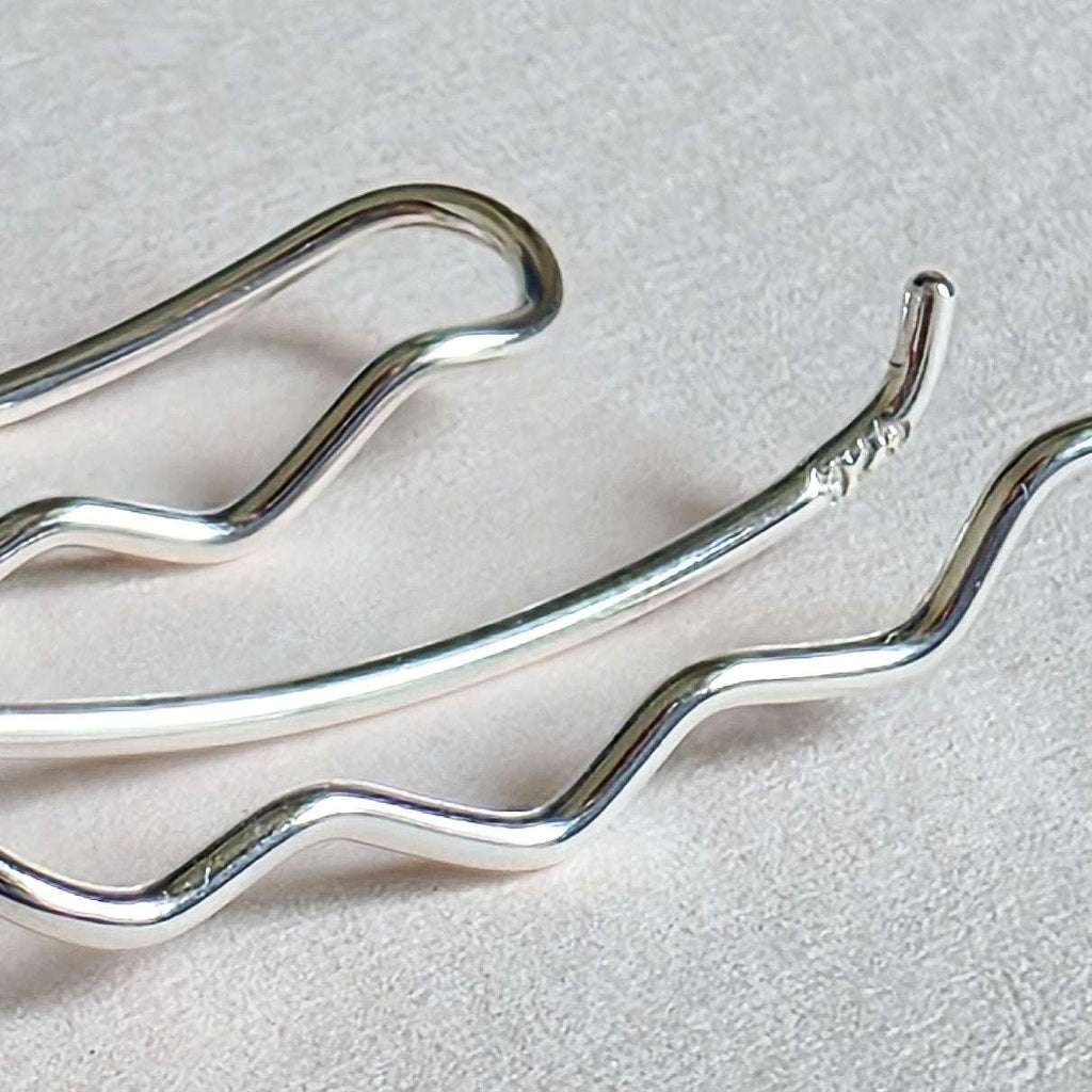Minimalist Wave Sterling Silver Ear Climbers: Wavey Handmade Crawler Earrings
