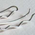 Minimalist Wave Sterling Silver Ear Climbers: Wavey Handmade Crawler Earrings