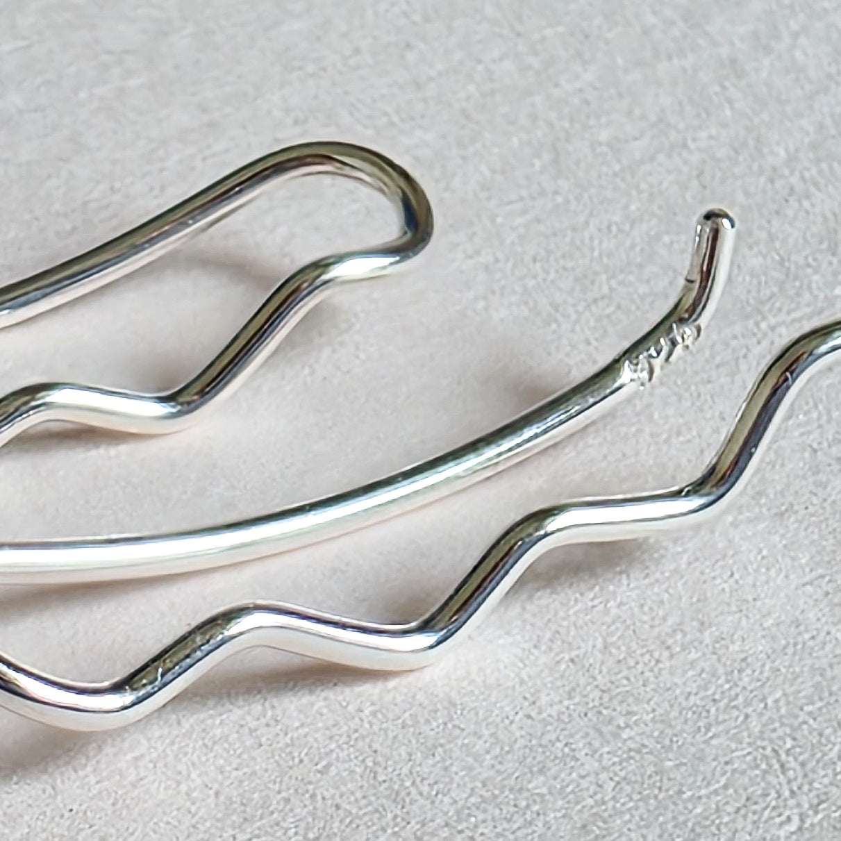 Minimalist Wave Sterling Silver Ear Climbers: Wavey Handmade Crawler Earrings