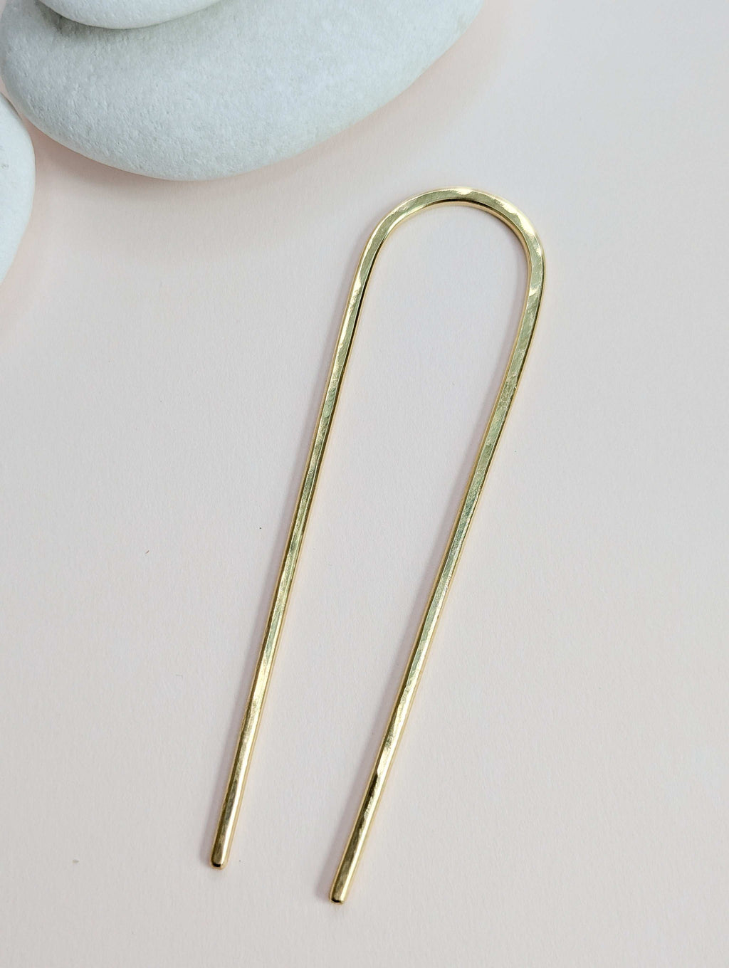 Handmade wide gold brass Hair fork: Minimalist Bun Holder