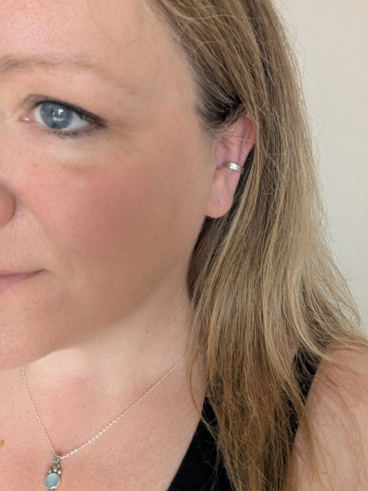 3mm Organic textured sterling silver chunky conch ear cuff