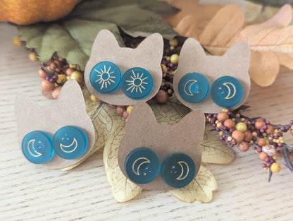 Halloween earring special - Pumpkins, Skulls & Bats! celestial button earrings