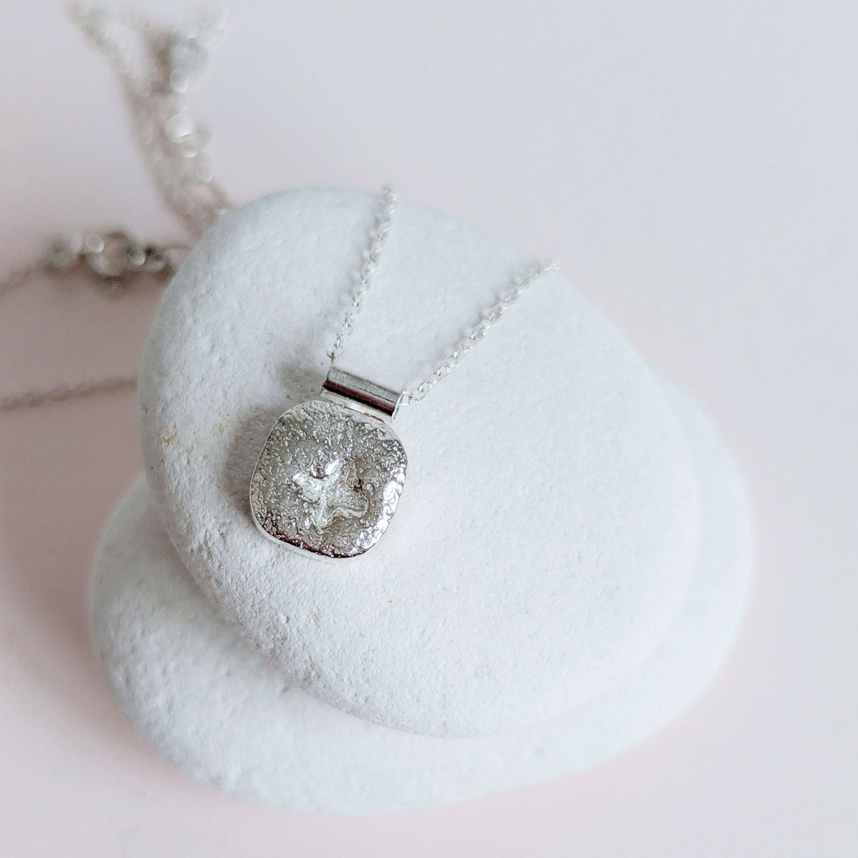 Star pillow square sterling silver pendant necklace