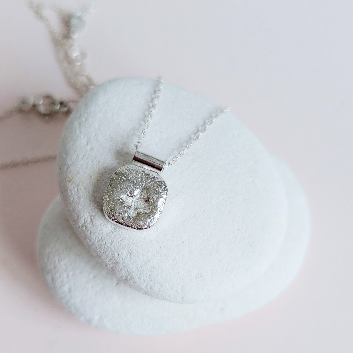Star pillow square sterling silver pendant necklace